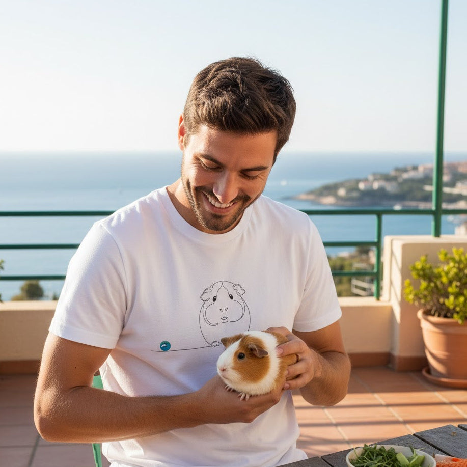 T-Shirt Unisex cotone biologico - Porcellino d'India con cuore - Line Art