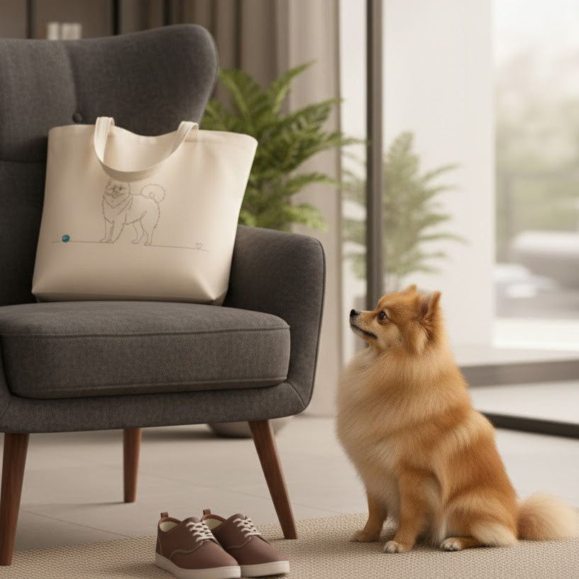 Borsa cotone eco-friendly - Spitz di Pomerania - Line Art