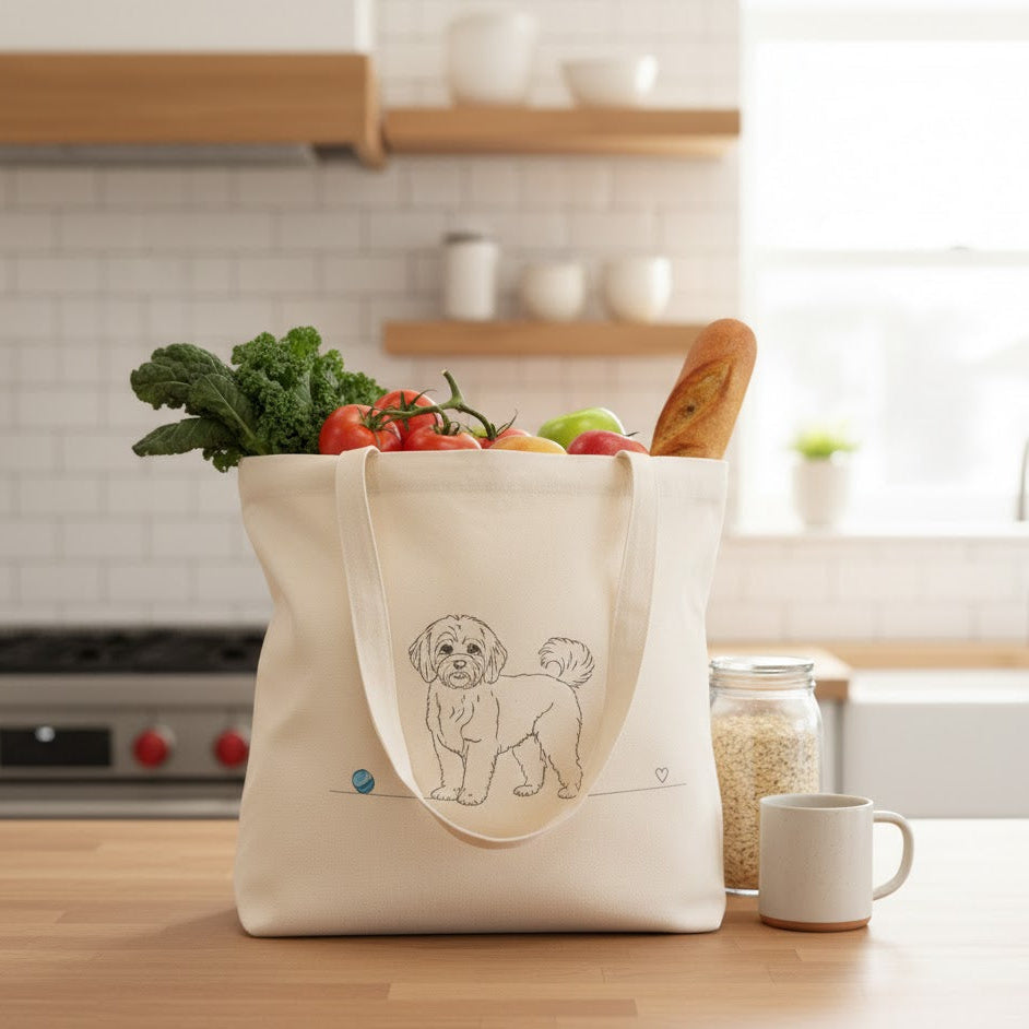 Borsa eco-friendly - Maltipoo e cuore - Line Art