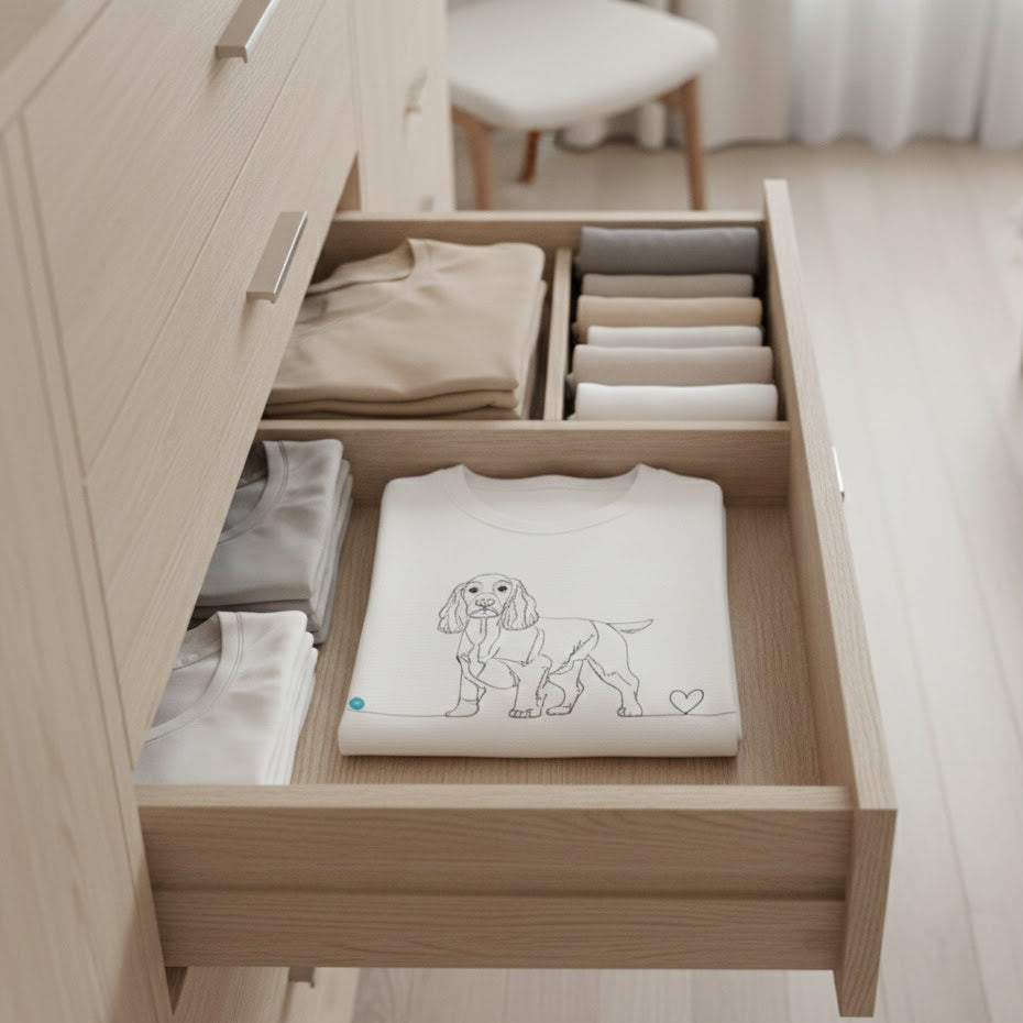 T-Shirt Unisex cotone biologico - Cocker e cuore - Line Art