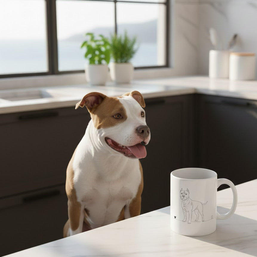 Tazza Pitbull e cuore - Line Art