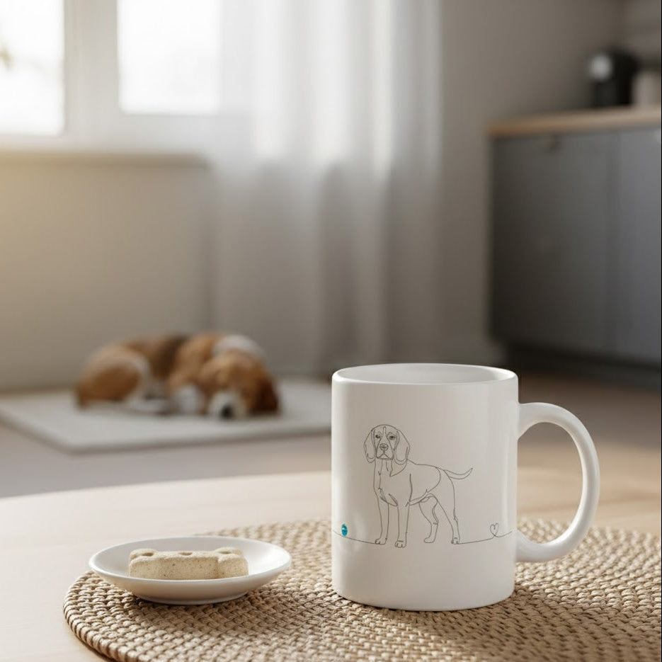 Tazza Beagle e cuore - Line Art