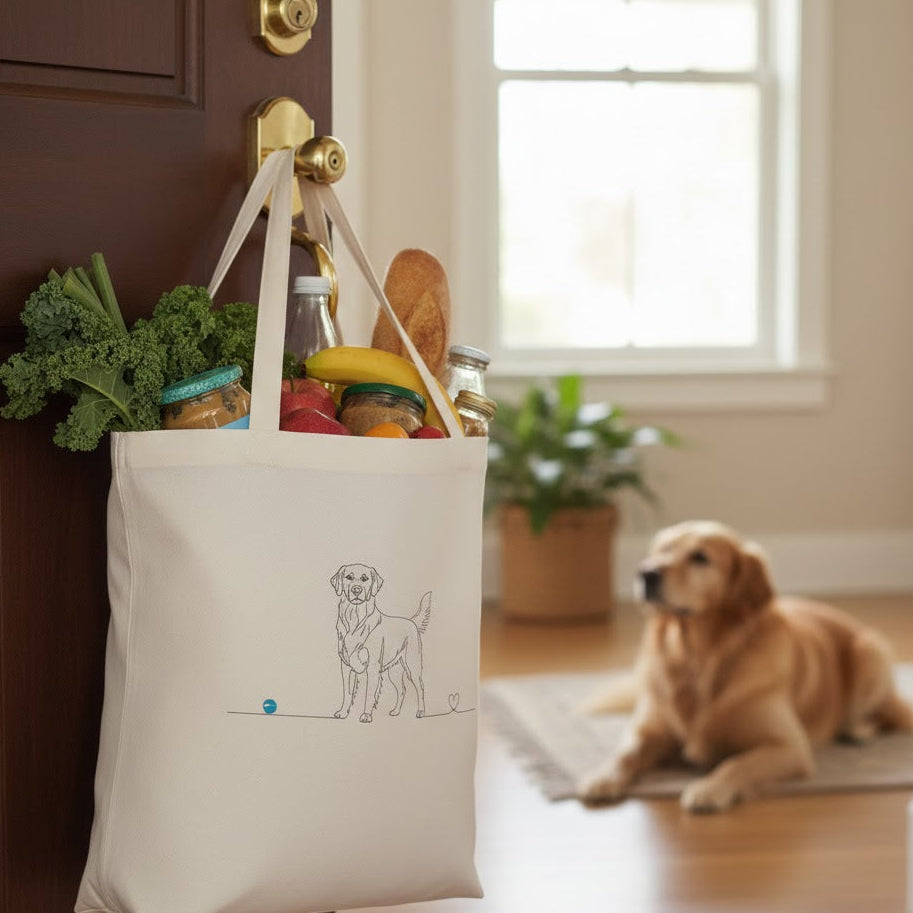 Borsa cotone eco-friendly - Golden Retriever - Line Art
