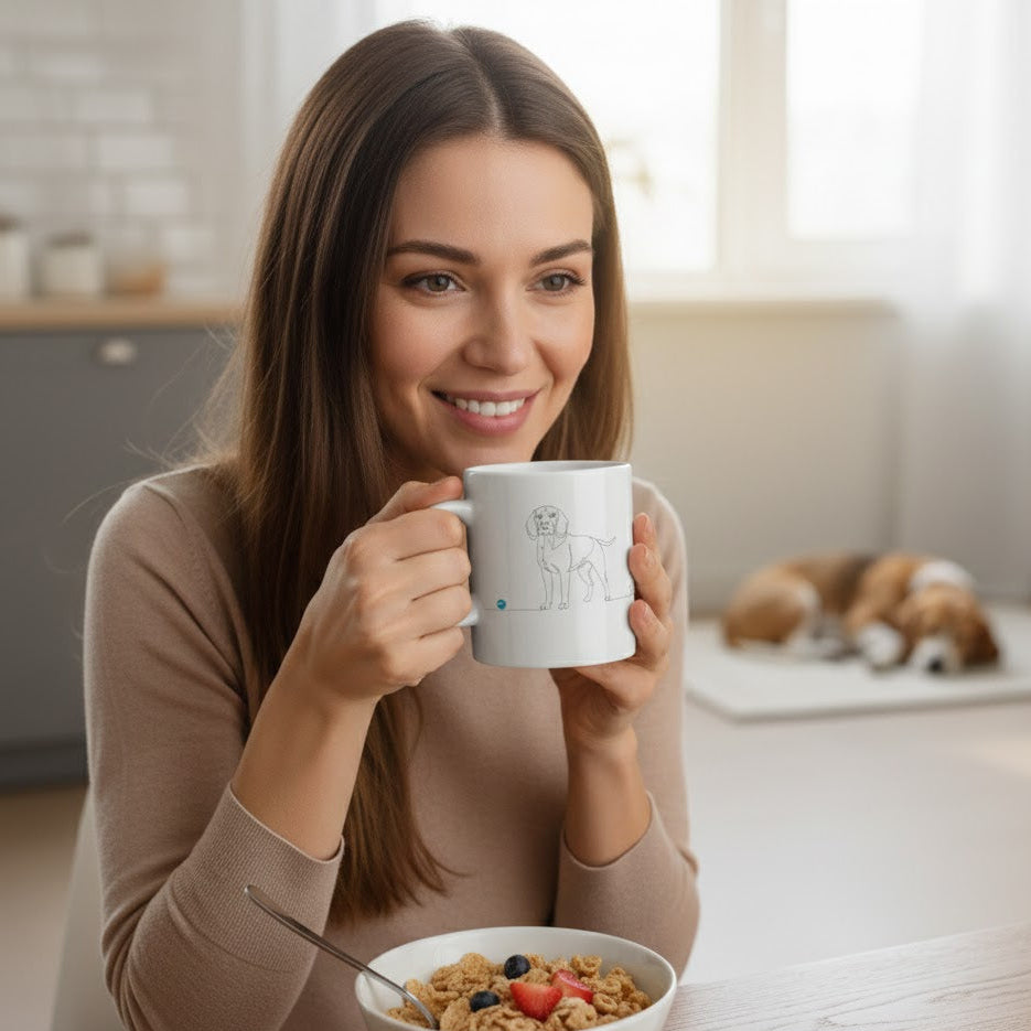 Tazza Beagle e cuore - Line Art