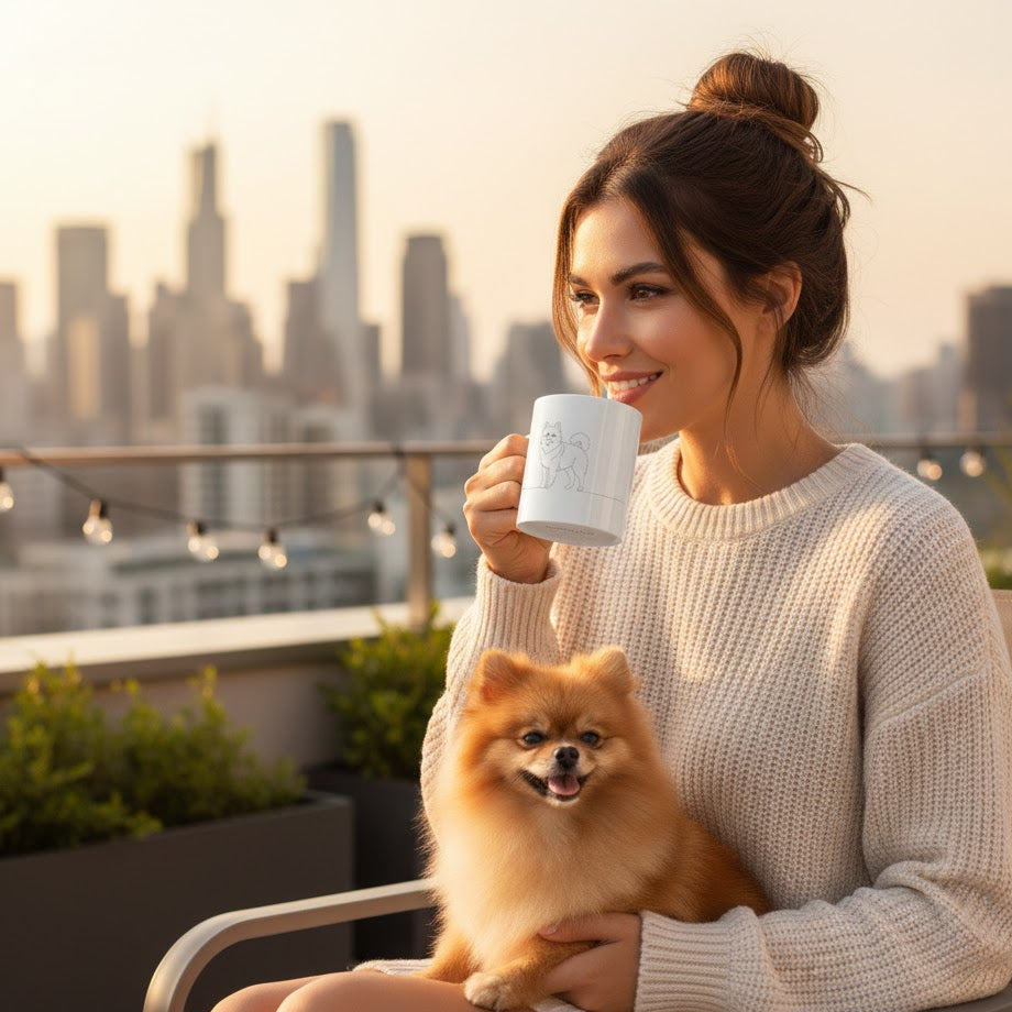 Tazza Spitz di Pomerania - Line Art