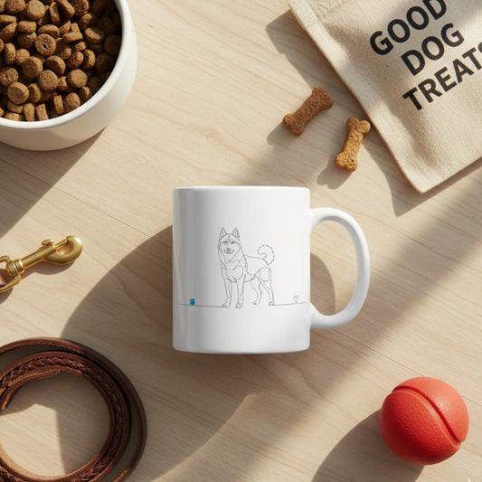 Tazza Husky e cuore - Line Art
