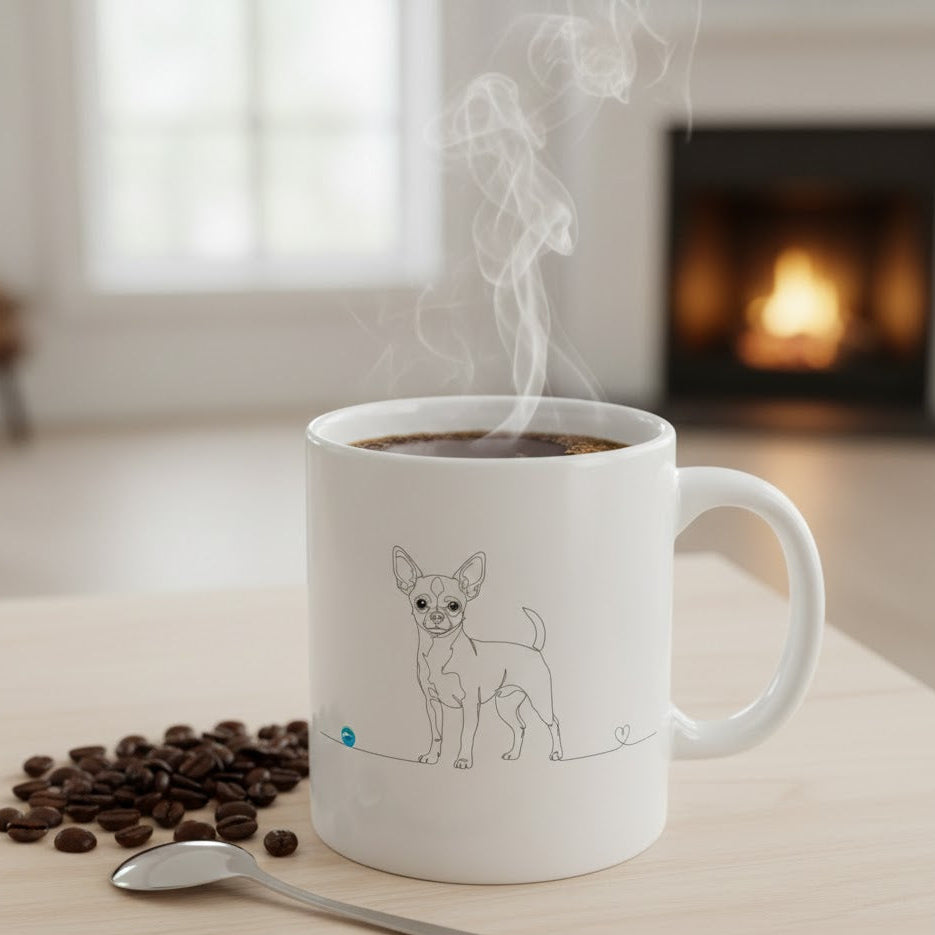 Tazza Chihuahua e cuore - Line Art