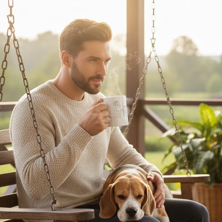 Tazza Beagle e cuore - Line Art