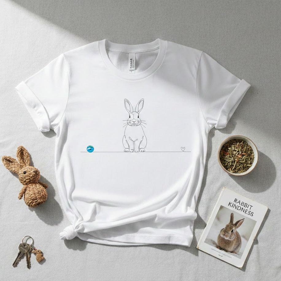 t-shirt con coniglio line art