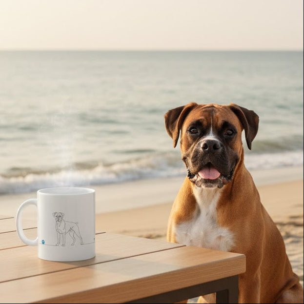 Tazza Boxer e cuore - Line Art