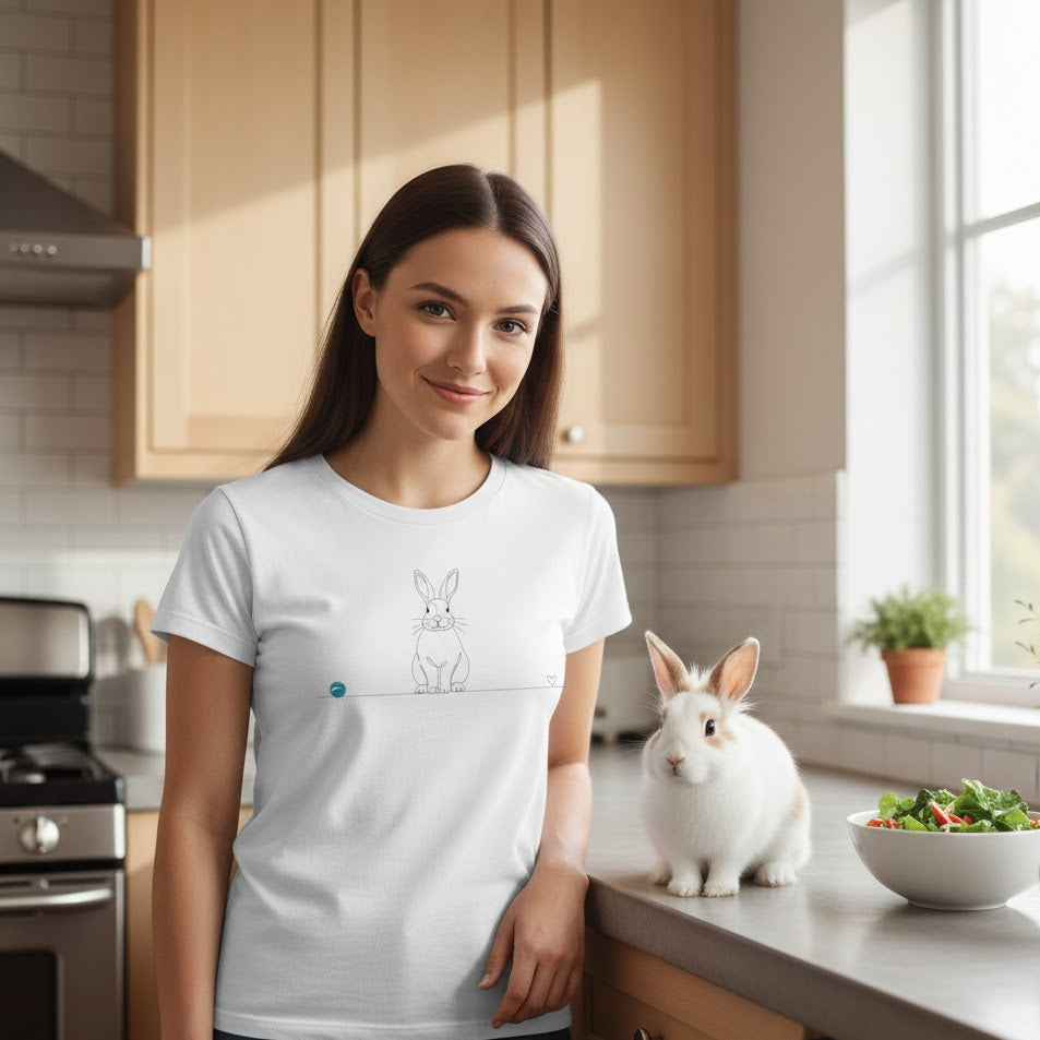 t-shirt con coniglio line art