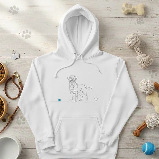 Felpa Unisex con Cappuccio -Labrador e cuore - Line Art