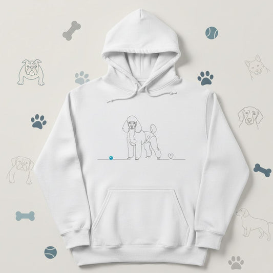 Felpa Unisex con Cappuccio - Barboncino e cuore - Line Art