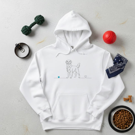 Felpa Unisex con Cappuccio - Golden Retriever - Line Art