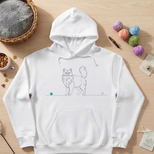 felpa con gatto a pelo lungo line art