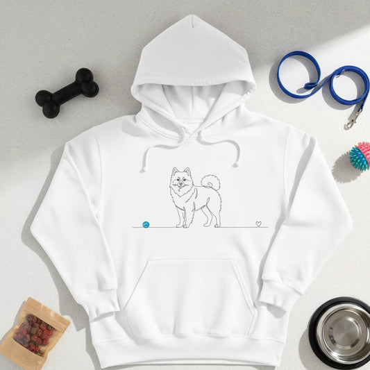 Felpa Unisex con Cappuccio - Spitz di Pomerania - Line Art