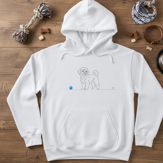 Felpa Unisex con Cappuccio - Maltipoo e cuore - Line Art