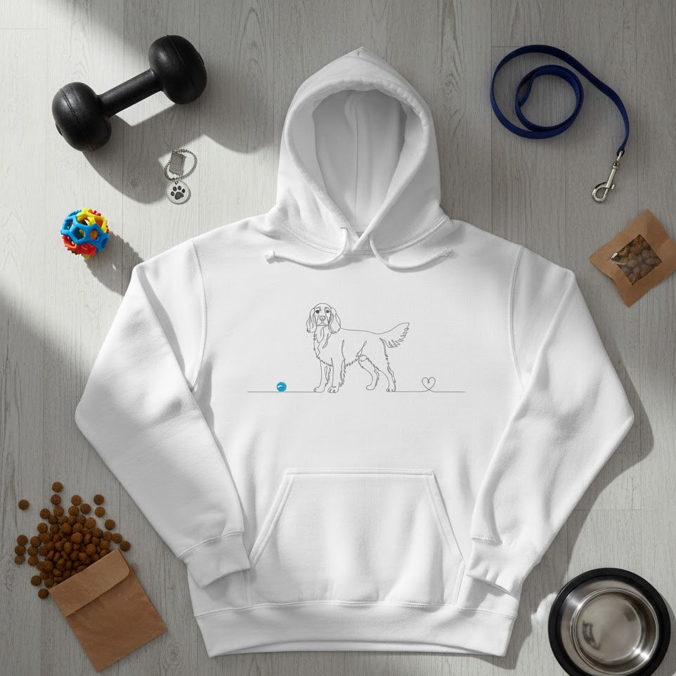 Felpa Unisex con Cappuccio - Setter e cuore - Line Art
