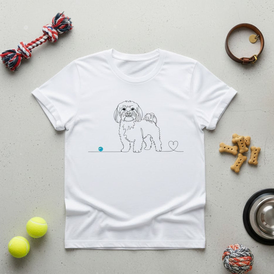 T-Shirt Unisex cotone Biologico -  Maltese e cuore - Line Art