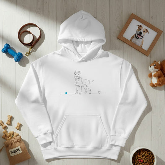 Felpa Unisex con Cappuccio - Pitbull e cuore - Line Art