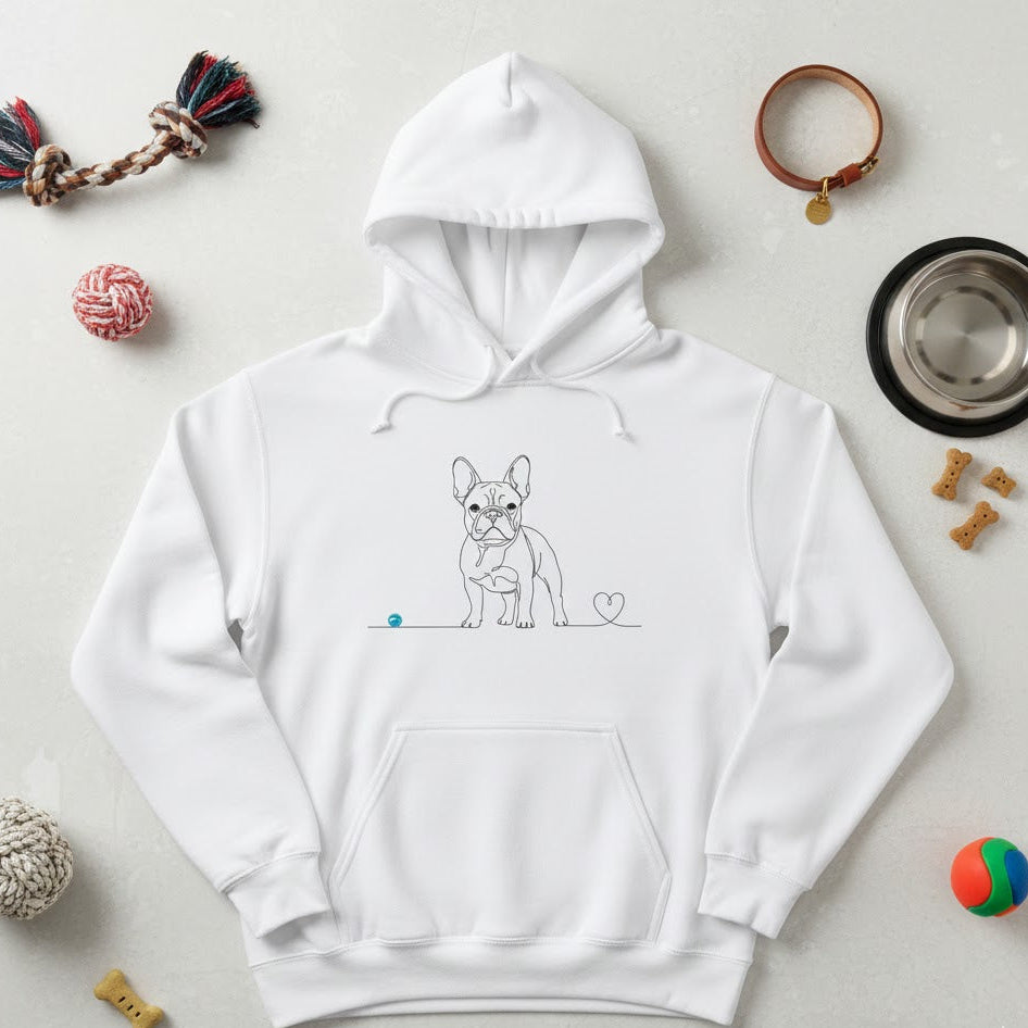 Felpa Unisex con Cappuccio - Bulldog Francese - Line Art