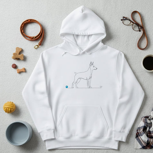 Felpa Unisex con Cappuccio - Pinscher e cuore - Line Art