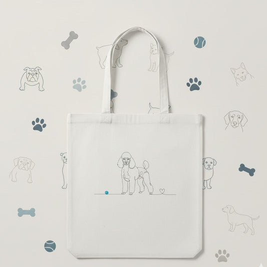 Borsa in Cotone Eco-Friendly - Barboncino e Cuore - Line Art