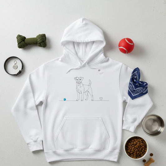 Felpa Unisex con Cappuccio - Jack Russell - Line Art