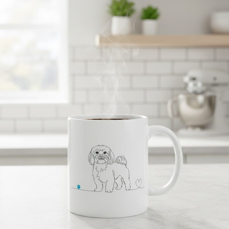 Tazza Maltese e cuore - Line Art