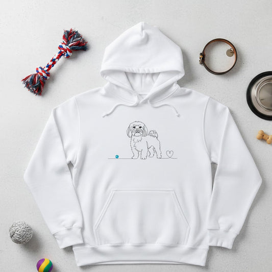 Felpa Unisex con Cappuccio - Maltese e cuore - Line Art