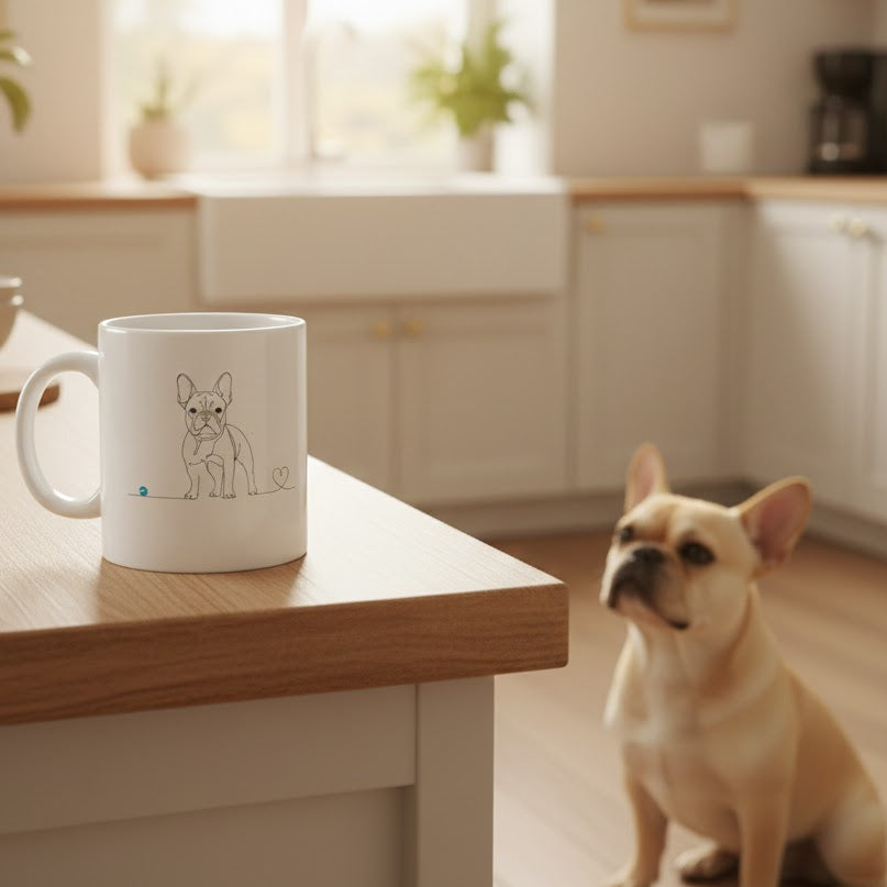 Tazza Bulldog Francese e cuore - Line Art