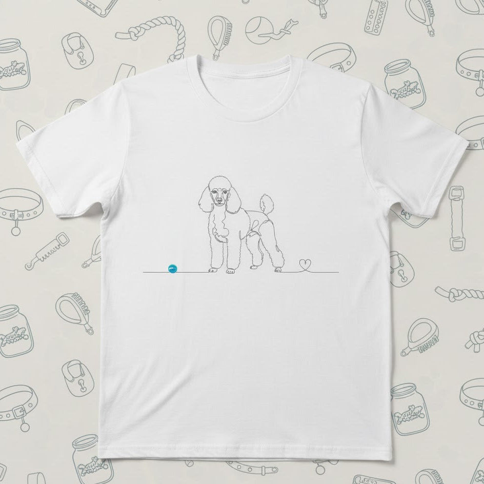 T-Shirt Unisex cotone Organico - Barboncino e cuore - Line Art