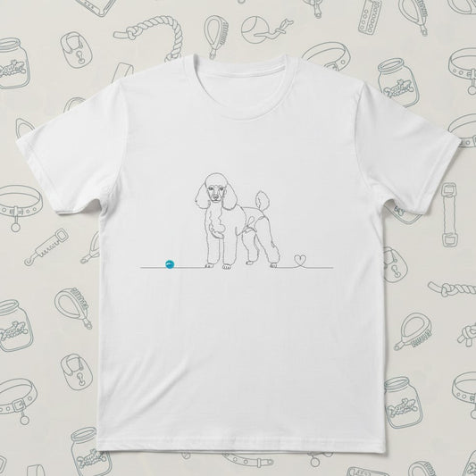 T-Shirt Unisex cotone Organico - Barboncino e cuore - Line Art