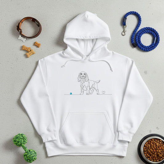 Felpa Unisex con Cappuccio - Cocker e cuore - Line Art